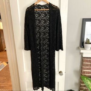 Black Floral Semi Sheer Kimono